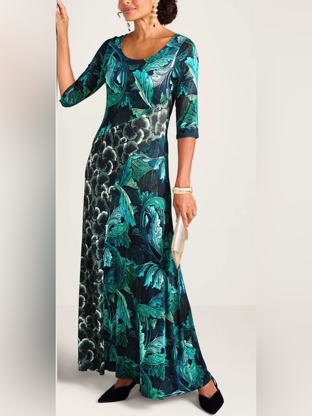 Soft Surroundings Nanette Dress in Gecko Leaf Tropical Green, small - Picture 5 of 15